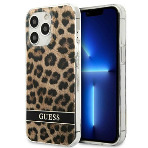 Guess Leopard Electro Stripe - Etui Iphone 13 Pro (brown)