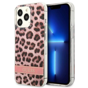 Guess Leopard Electro Stripe - Etui Iphone 13 Pro Max (pink)