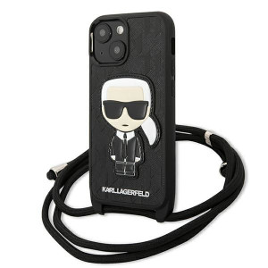 Karl Lagerfeld Leather Monogram Patch And Cord Iconik - Etui Iphone 13 Mini