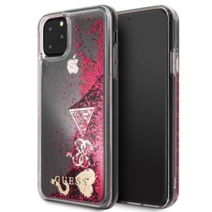 Guess Liquid Glitter Hearts - Etui Iphone 11 Pro Max (malinowy)