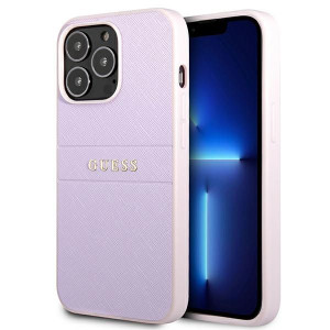 Guess Saffiano Hot Stamp & Metal Logo – Etui Iphone 13 Pro (liliowy)