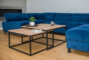 Stoliki kawowe 2w1 ława LOFT czarny - drewno Wotan do salonu