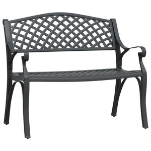 Ławka ogrodowa, 102 cm, odlew aluminium, czarna