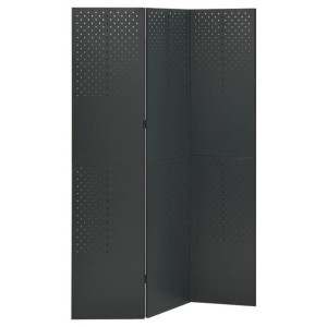 Parawan 3-panelowy, antracytowy, 120 x 180 cm, stalowy