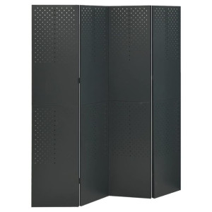 Parawan 4-panelowy, antracytowy, 160 x 180 cm, stalowy