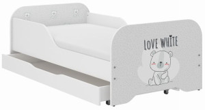 Łóżko dziecięce MIKI 160x80 BIAŁY MISIU
