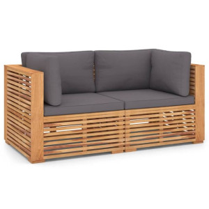 2-os. sofa ogrodowa z poduszkami, lite drewno tekowe