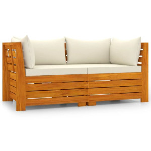 2-osobowa sofa ogrodowa z poduszkami, lite drewno akacjowe