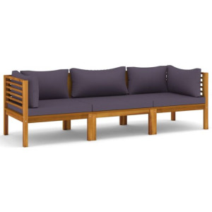 3-osobowa sofa ogrodowa z poduszkami, lite drewno akacjowe