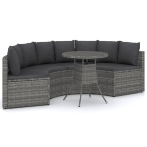 5-częściowa sofa do ogrodu, z poduszkami, polirattan, szara