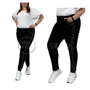 Spodnie Jeansy Z Wysokim Stanem Big Size Czarne 52/6xl
