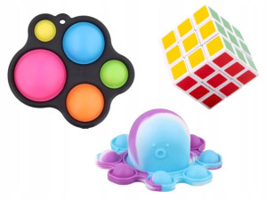 Zestaw Pop It Zabawki Sensoryczne 2 Popit 1 Kostka