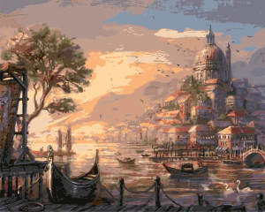 Malowanie po numerach – Portowy pejzaż - 40x50cm rama