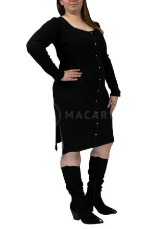 Sukienka Prążkowana Plus Size Z Ozdobnym Dekoltem Black 7xl/8xl