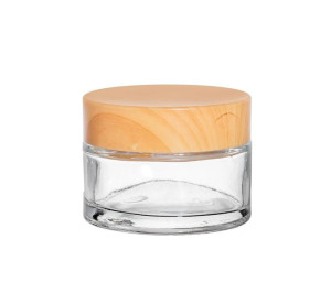Słoik szklany bezbarwny 30ml z nakrętką bambusową PP