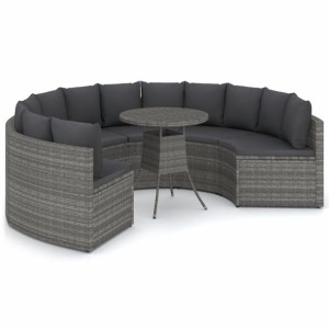 7-częściowa sofa do ogrodu, z poduszkami, polirattan, szara