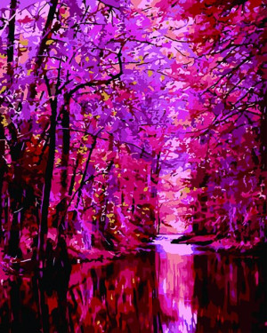 Malowanie po numerach – Kwitnące drzewa - 40x50cm rama