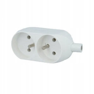 Gniazdo przenośne 2gn z/0 16A 250V białe
