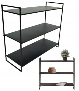 Konsola Metalowy Regał Czarny Szafka 3 Półki 77 Cm