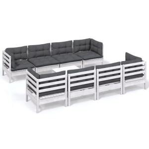9-cz. zestaw wypoczynkowy do ogrodu, z poduszkami, sosnowy