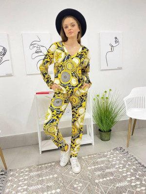 Welurowy komplet dresowy czarny złote wzory Lakerta L/XL