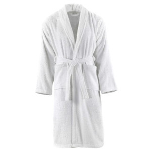 Szlafrok unisex z frotte, 100% bawełna, biały, rozmiar S