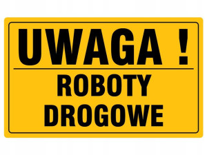 Tablica Informacyjna Pcv Roboty Drogowe 20x33 Cm