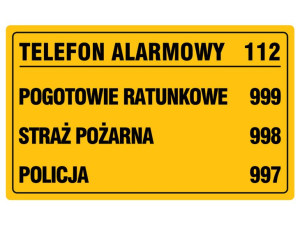 Tablica Informacyjna Pcv Telefony Alarmowe 20x33