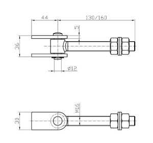 Zawias regulowany M16 L-130 jarzmo dzielone