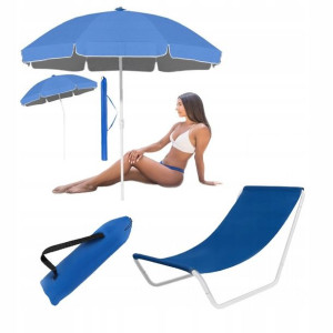 Leżanka Leżak + Parasol Plażowy Ogrodowy Balkonowy