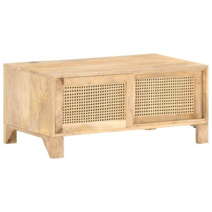 Stolik kawowy, 90x50x40 cm, drewno mango i naturalna trzcina
