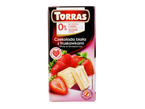 Czekolada biała z truskawkami 75g Torras