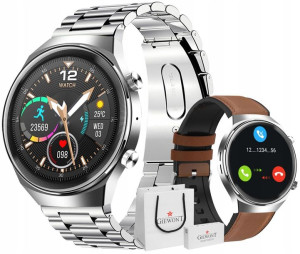 Smartwatch Giewont GW440-6 SREBRNY + Pasek Brązowy