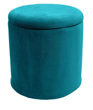 Pufa Plaza ze schowkiem Okrągła Otwierana Velvet 36x36cm Morska