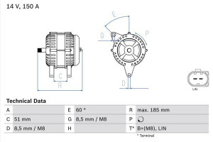 Alternator 12V BOSCH 0.986.048.380 1420871