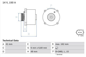 Alternator 12V BOSCH 0986041750 12317508052
