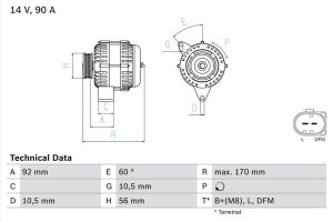 Alternator 12V BOSCH 0986042730 0121540902