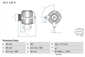 Alternator 12V BOSCH 0986045330 06F903023B