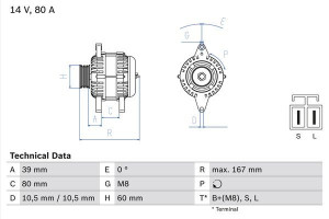 Alternator 12V BOSCH 0986045701 231004M510
