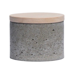 Pojemnik do świec szary beton 175 ml z pokrywką drewnianą