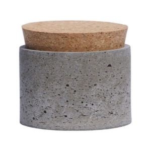 Pojemnik do świec szary beton 175 ml z pokrywką korkową