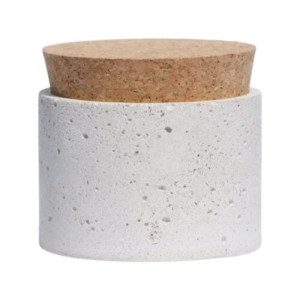 Pojemnik do świec kremowy beton 175 ml z pokrywką korkową