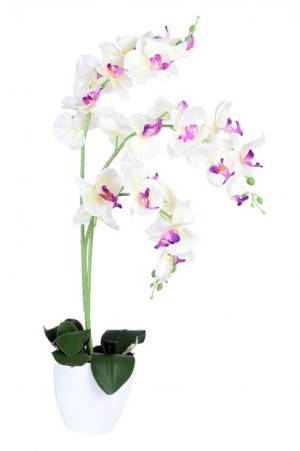 Storczyk Orchidea Sztuczna 24 Kwiaty Biała