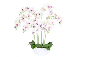 Storczyk Orchidea Sztuczna 56 Kwiatów Biała