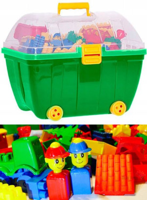 DUŻE KLOCKI HEMAR K2 180 el w kuferku dla przedszkolaka