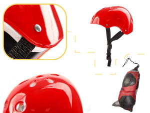 Kask Ochraniacze Na Rolki Deskorolkę Regulacja Czerwony