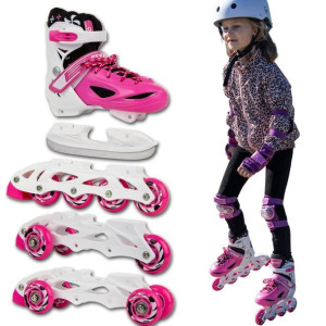 Łyżworolki -3 Skate - Łyżwy - Wrotki 4w1 Enero 30-33 Różowe