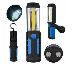 Lampa Latarka Warsztatowa Cob Led Magnes Hak 3w1