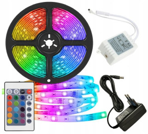 Wodoodporna Taśma Led 5m Kolorowa + Pilot Rgb Dom