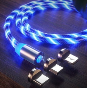 Kabel magnetyczny 3w1 usb micro iphone typ-c led
